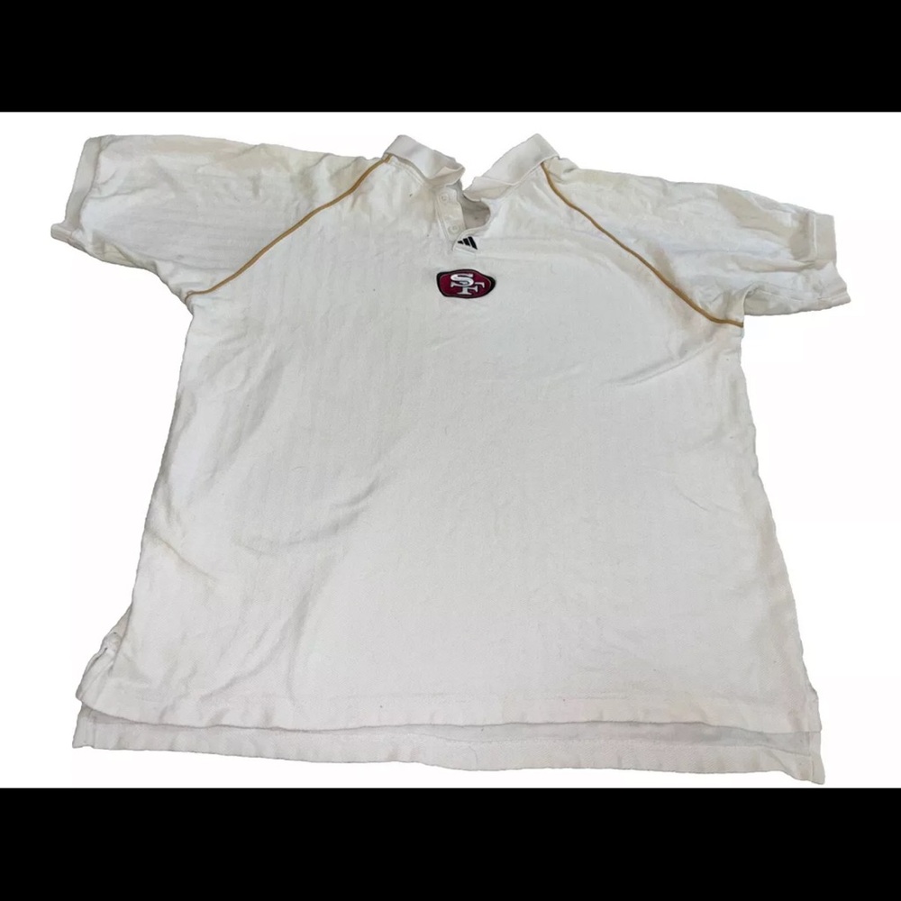 SF 49ers Mens Adidas Polo Collared Shirt White San Francisco Size XL